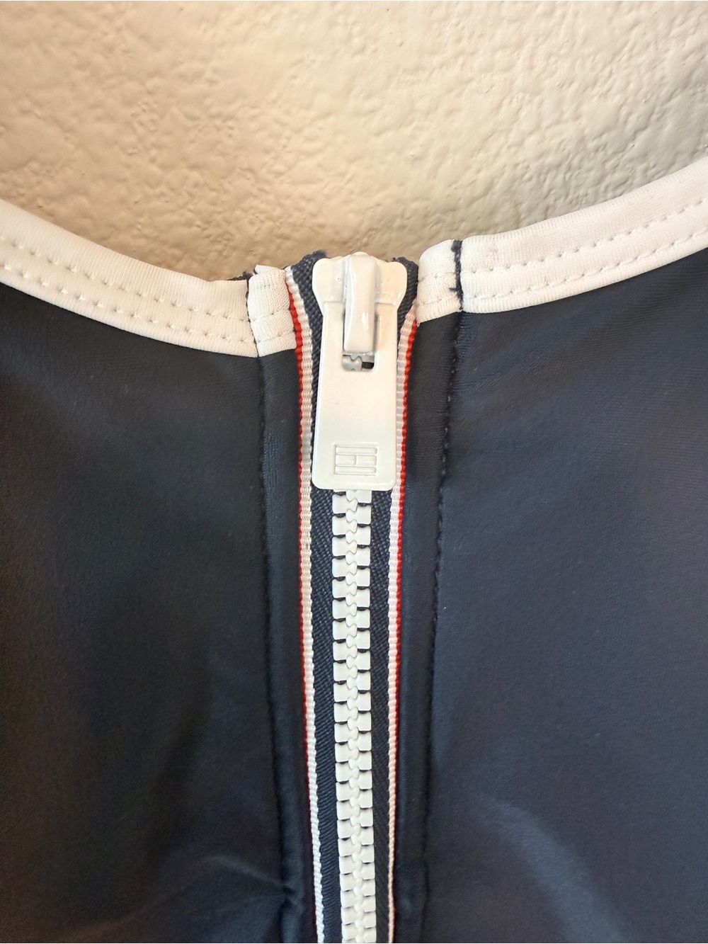 Tommy Hilfiger Americana Zip Front Colorblock Retro One Piece Swimsuit L - Picture 9 of 10